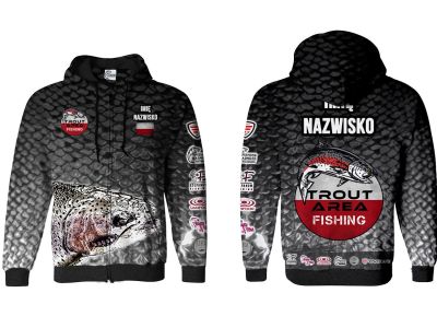 BLUZA Z KAPTUREM I ZAMKIEM TROUT AREA FISHING GREY